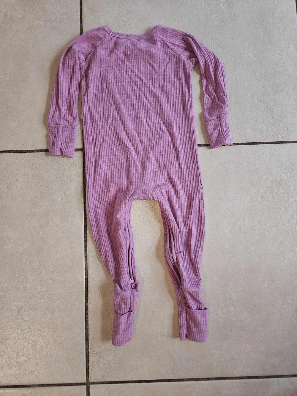 Little Sleepies Mauve Ribbed Long-Sleeve One-Piece Pajama